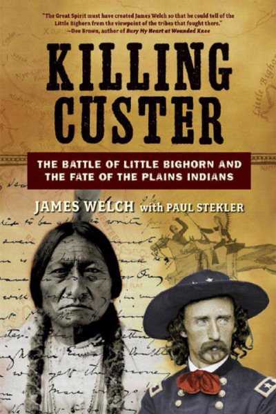 photos of Sitting Bull and George Armstrong Custer superimposed with handwritten script