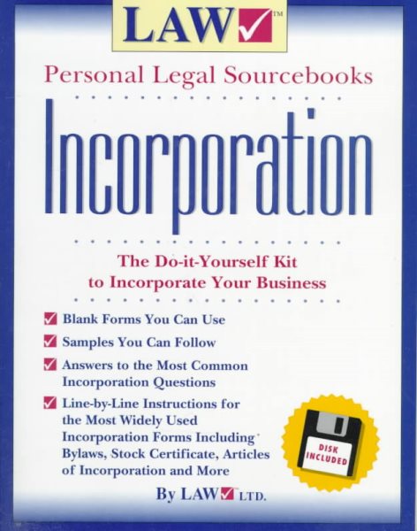 Personal Legal Sourcebooks: Incorporation (Lawchek Personal Legal Sourcebooks) cover