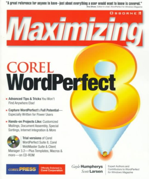 Maximizing Corel Wordperfect 8 cover