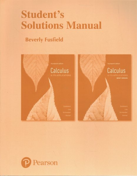Student Solutions Manual for Calculus & Its Applications cover