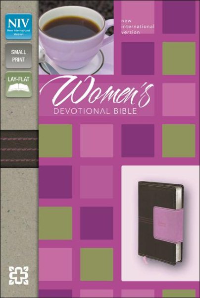 NIV, Women's Devotional Bible, Compact, Imitation Leather, Brown/Pink (small print, lay flat)