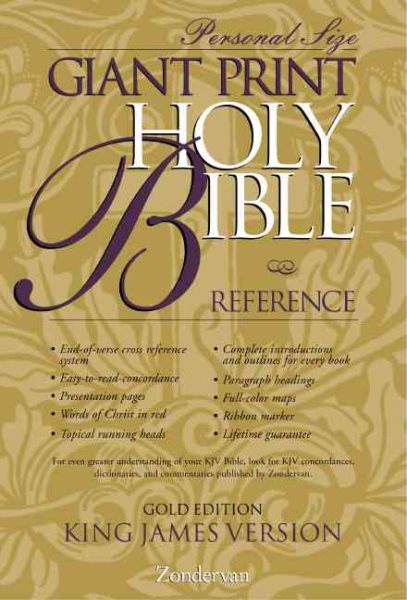KJV Holy Bible Giant Print Reference Personal Size Gold Edition Indexed cover