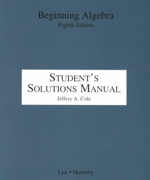Beginning Algebra Student's Solutions Manual cover