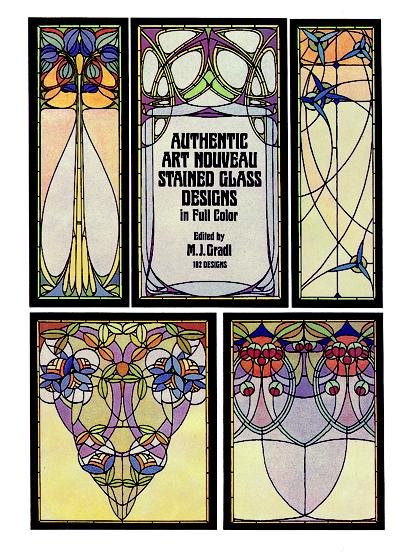Authentic Art Nouveau Stained Glass Designs in Full Color (Dover Pictorial Archive Series)