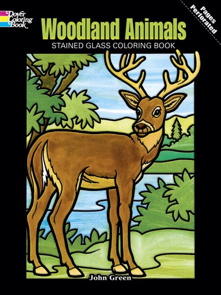 Woodland Animals Stained Glass Coloring Book cover