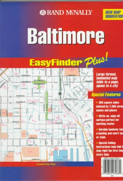 Rand McNally Baltimore Md. Easyfinder Plus Map cover