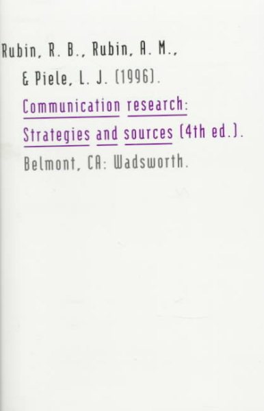 Communication Research: Strategies and Sources cover