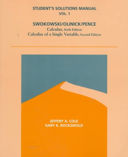 Student Solutions Manual for Calculus, Sixth Edition, Calculus of a Single Variable: 1 cover