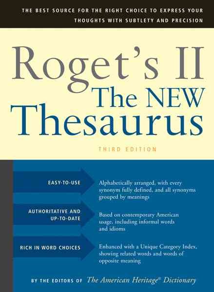 Houghton Mifflin Roget's II: The New Thesaurus, 3rd Edition, Hardcover, 1216 pages (0618254145) cover