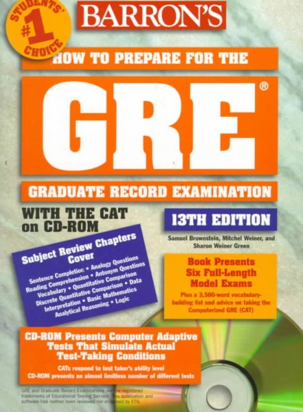 How to Prepare for the G R E: Graduate Record Exam (Barron's How to Prepare for the GRE (W/CD))