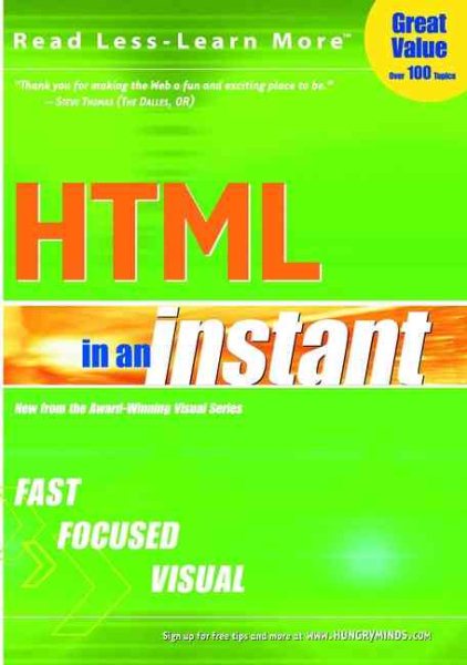 HTML in an Instant (Visual Read Less, Learn More) cover