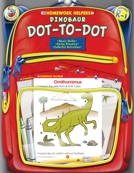 Dinosaur Dot-to-Dot Homework Helper, Grades PreK to 1