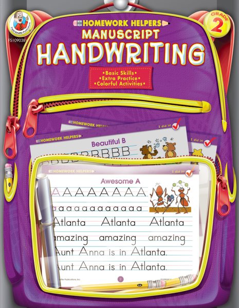 Manuscript Handwriting Homework Helper, Grade 2