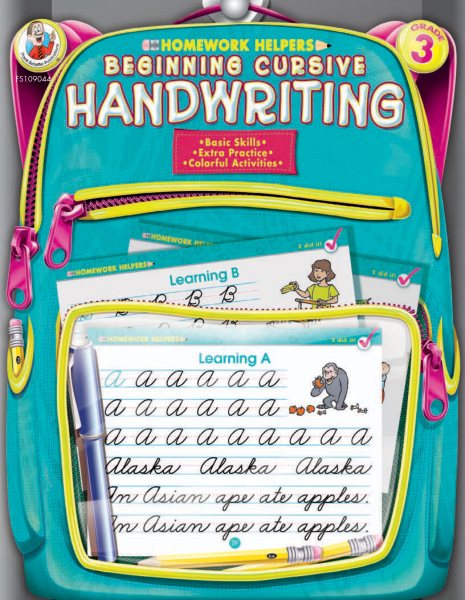 Beginning Cursive Handwriting Homework Helper, Grade 3 cover