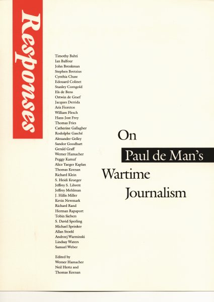 Responses: On Paul de Man's Wartime Journalism cover