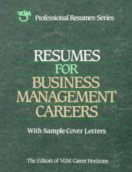 Resumes for Business Management Careers (Vgm's Professional Resumes Series) cover