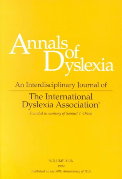 Annals of Dyslexia: 1999 cover