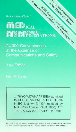 Medical Abbreviations: 24,000 Conveniences at the Expense of Communications and Safety cover
