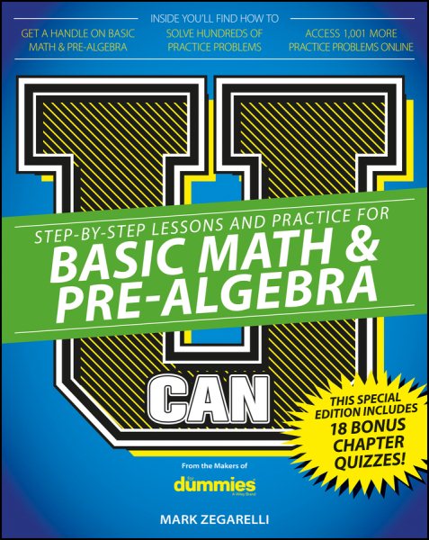 Basic Math and Pre-Algebra For Dummies by Mark Zegarelli (2016-06-13) cover