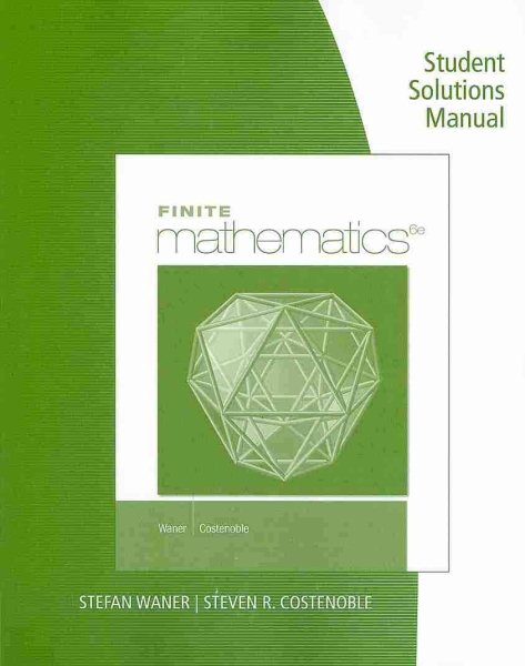 Student Solutions Manual for Waner/Costenoble's Finite Math cover