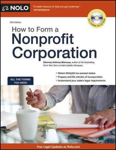 How to Form a Nonprofit Corporation (How to Form a Nonprofit Corporation (W/Disk)) cover