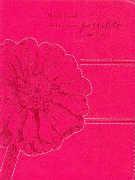 Christian Art Gifts Classic Handy-sized Journal All Things Are Possible Mathew 19:26 Bible Verse Inspirational Scripture Notebook 240 Ruled Pages, 5.7" x 7", Pink cover