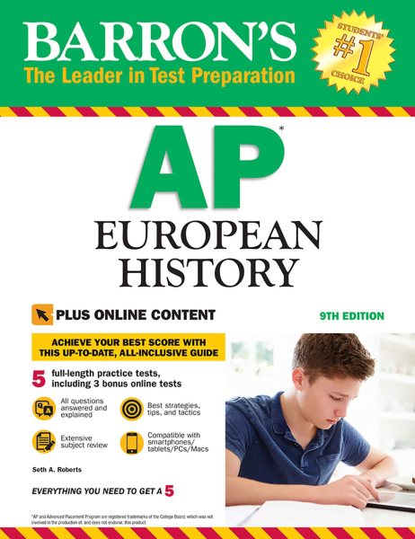 Barron's AP European History, 9th Edition: with Bonus Online Tests (Barron's Test Prep) cover