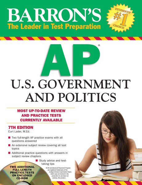 Barron's AP U.S. Government and Politics with CD-ROM, 7th Edition (Barron's Study Guides) cover