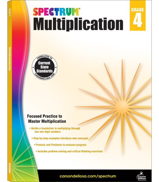 Spectrum 4th Grade Multiplication Workbook—State Standards Mathematics Practice, Activities With Examples, Tests, Answer Key for Homeschool or Classroom (96 pgs) cover