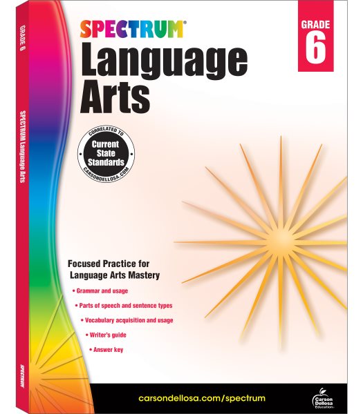 Spectrum 6th Grade Language Arts Workbook, Grammar, Vocabulary, Sentence Types, Parts of Speech, and Writing Practice, Classroom or Homeschool Curriculum