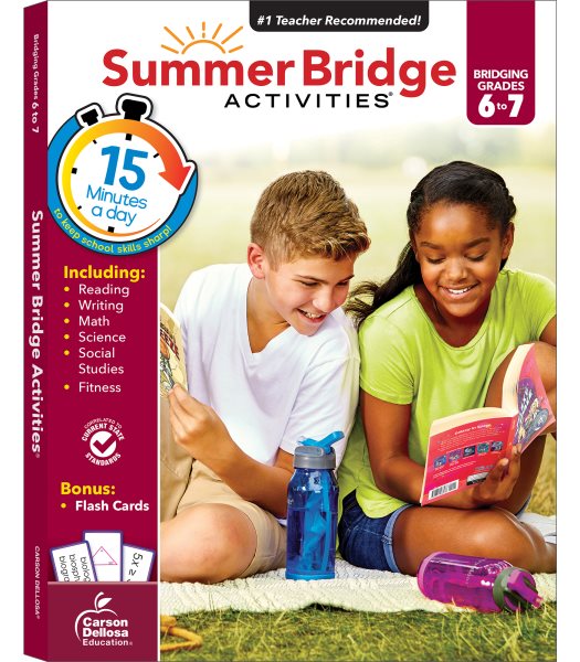 Summer Bridge Activities 6-7 Workbooks, Math, Reading Comprehension, Writing, Science, Social Studies, Summer Learning 7th Grade Workbooks All Subjects With Flash Cards (160 pgs) cover