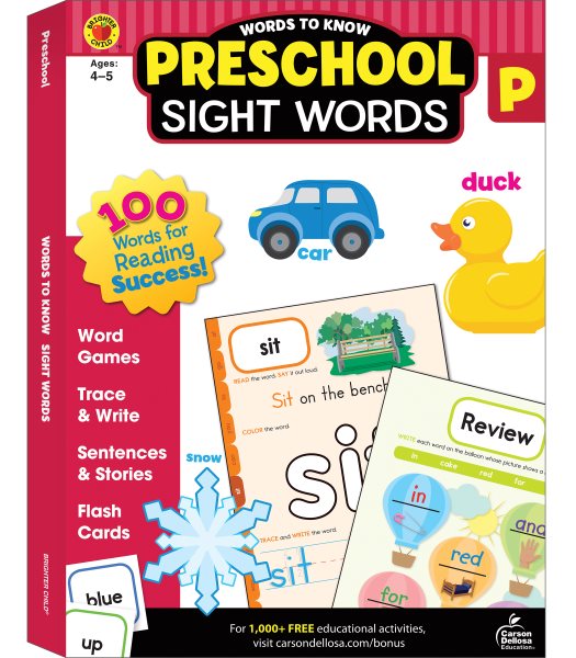 Words to Know Sight Words Preschool Workbook—Reading Activities, Games, Puzzles, Flash Cards, Tracing and Coloring Pages for Learning and Practice (320 pgs) cover