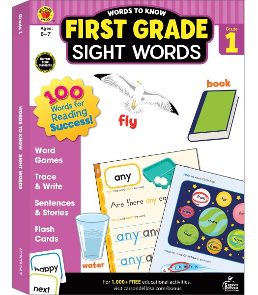 Words to Know Sight Words Workbook for First Grade—Reading Activities, Games, Flashcards, Handwriting, Sentences, Stories and Coloring Practice (320 pgs) cover