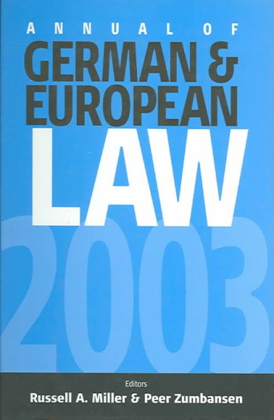 Annual of German and European Law (AGEL): Volume I cover