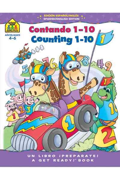 School Zone - Bilingual Counting Numbers 1-10 Workbook - 64 Pages, Ages 4 to 6, Preschool to Kindergarten, ESL, Language Immersion, and More (Spanish and English Edition)