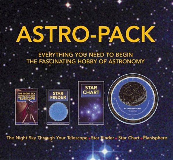 Astro-Pack all you need to know for Astronomy hobby, contains Star Finder, Star Chart, Night Sky and Planisphere in a hard bound box cover