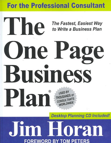 The One Page Business Plan for the Professional Consultant cover