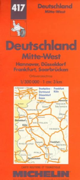 Michelin Germany Midwest Map No. 417 (Michelin Maps & Atlases) cover