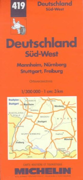 Michelin Germany Southwest Map No. 419 (Michelin Maps & Atlases) cover
