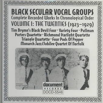 Black Secular Vocal Groups, Vol. 1: The Twenties (1923-1929) cover