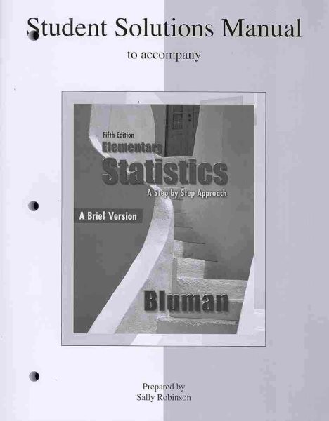 Student's Solutions Manual to accompany Elementary Statistics: A Brief Version cover
