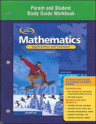 Mathematics: Applications and Concepts, Course 2, Parent and Student Study Guide Workbook cover
