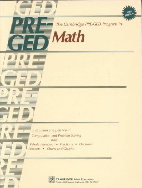 The Cambridge Pre-Ged Program in Math (Cambridge Adult Basic Education) cover