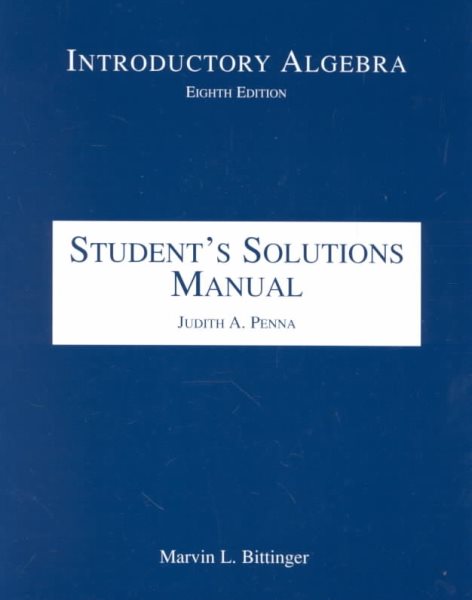 Introductory Algebra: Student's Solutions Manual
