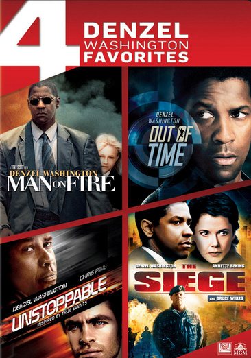 4 Denzel Washington Favorites: Man on Fire / Out of Time / Unstoppable / The Seige cover