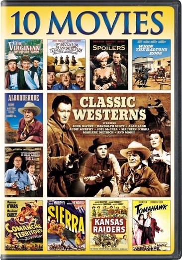 Classic Westerns, 10-Movie Collection: When Daltons Rode / The Virginian / Whispering Smith / The Spoilers / Comanche Territory / Sierra / Kansas Raiders / Tomahawk / Albuquerque / Texas Rangers Ride Again cover