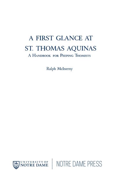 First Glance At Thomas Aquinas (A Handbook for Peeping Thomists) cover