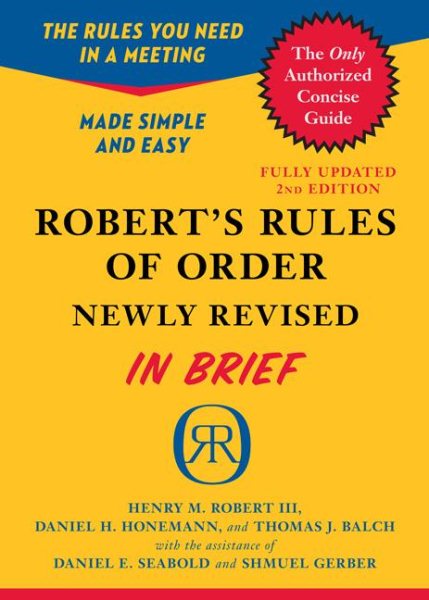 Robert's Rules of Order Newly Revised In Brief, 2nd edition (Roberts Rules of Order in Brief) cover