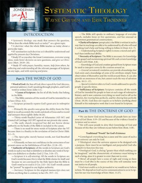 Systematic Theology Laminated Sheet (Zondervan Get an A! Study Guides) cover