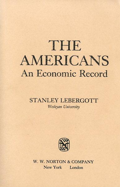 The Americans: An Economic Record cover